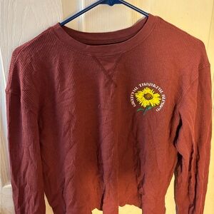 Long sleeve, dark red, sunflowers